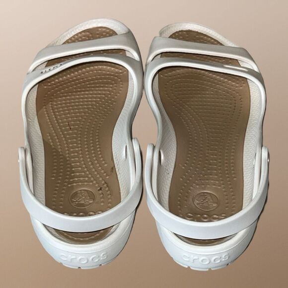 Crocs Espresso & Off White Cleo II Mary Jane’s Women's Sandal Size 10 - Picture 3 of 7